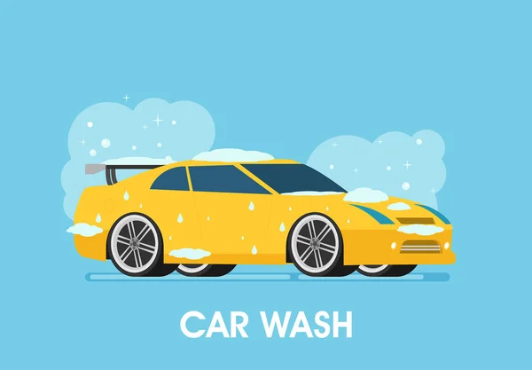 Yellow Sport Auto Words Car Wash — Stock Vector