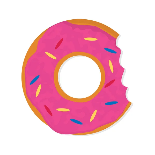 Donut Mordido Con Esmalte Aislado Sobre Fondo Blanco — Vector de stock