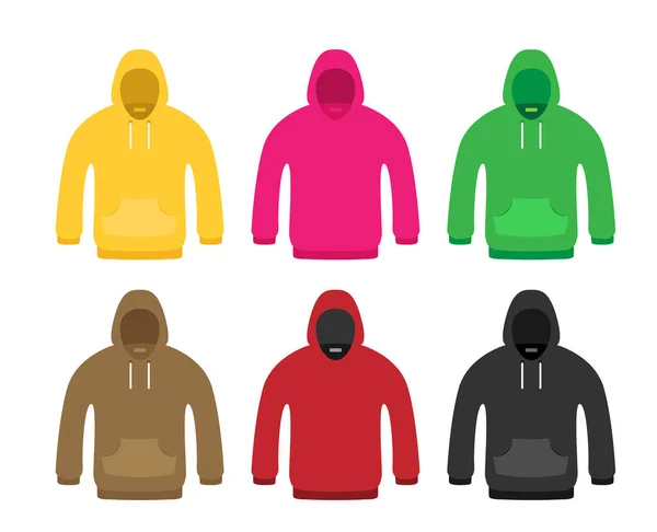 Reeks Van Kleurrijke Hoodies Witte Achtergrond — Stockvector