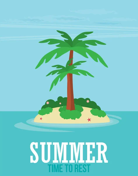 夏の時間旅行の概念とパーム島ポスターを休ませる — ストックベクタ