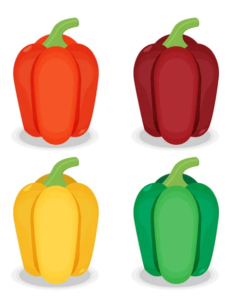 Set Colorful Peppers White Background — Stock Vector