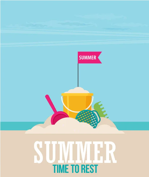 Letní Čas Odpočinek Plakát Pobřeží Moře Cestování Koncept — Stockový vektor