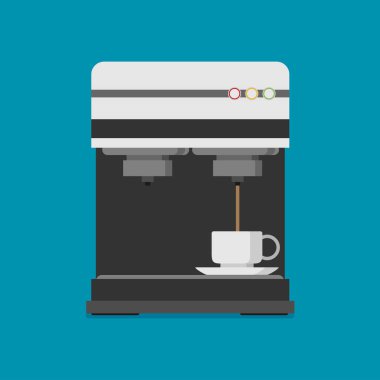 Düz kahve makinesi simgesini, vektör, illüstrasyon