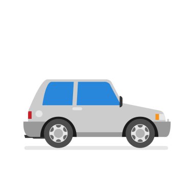 Beyaz arka plan üzerinde düz stil izole araba