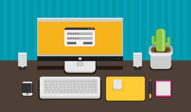 Ofis Masası düz düz şık cihazlar ile şablon sahte