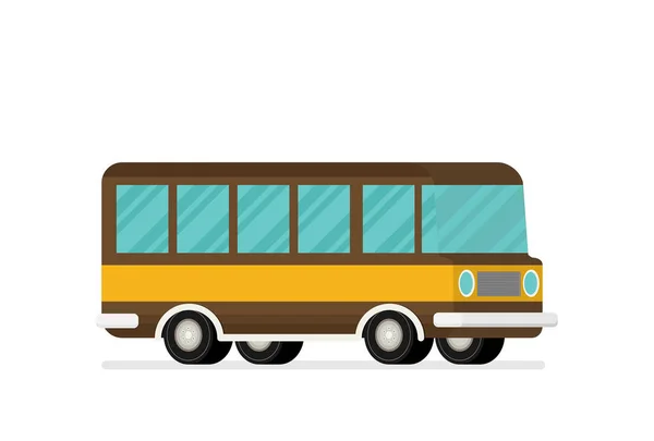 Cartoon Brown Bus Isolated White Background — Stock Vector