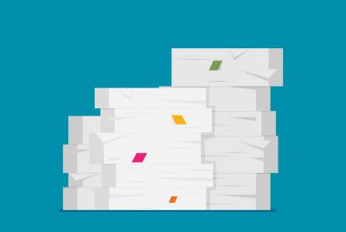 Ofis kağıdı mavi zemin üzerine yığını 