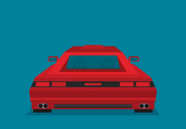 Vista Trasera Del Coche Deportivo Rojo Sobre Fondo Azul Oscuro — Vector de stock