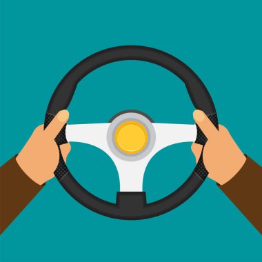 araba tekerlek tutan kişi vektör çizim