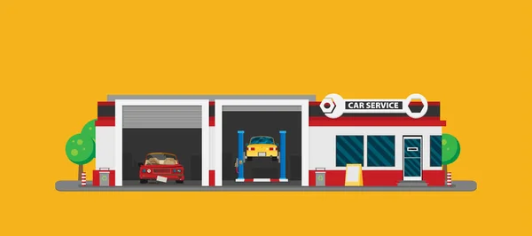 Vektor Illustration Des Auto Service Gebäudes — Stockvektor