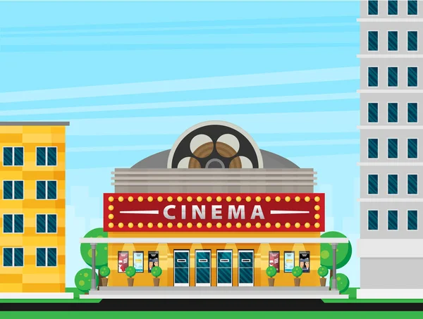 Ilustração Vetorial Edifício Cinema — Vetor de Stock
