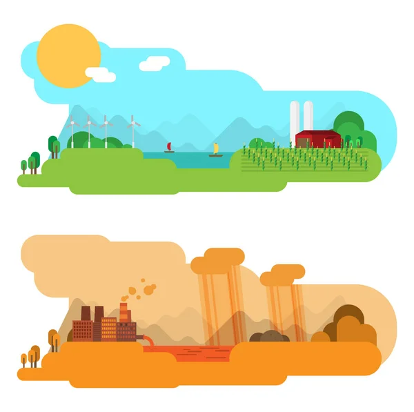 vector illustration of nature landscape, ecology concept