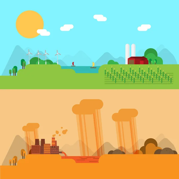 vector illustration of nature landscape, ecology concept