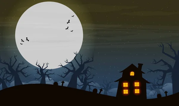 Ilustração Vetorial Casa Assustadora Conceito Halloween —  Vetores de Stock