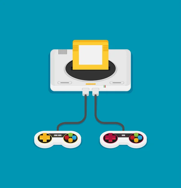 Illustration Vectorielle Vieille Console Jeu Avec Joysticks — Image vectorielle