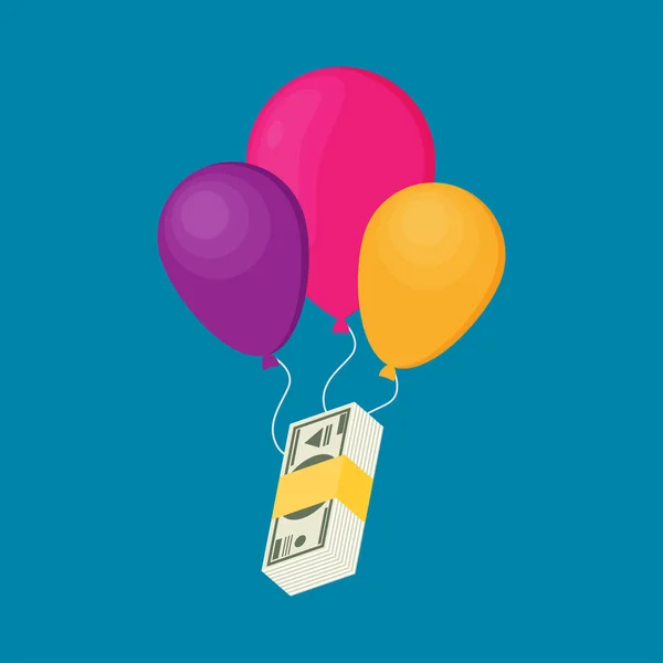 Ilustração Vetorial Balões Com Dinheiro — Vetor de Stock