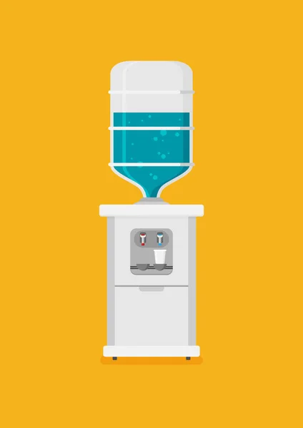 水冷却器的平面矢量图标 灰色蓝色满的瓶子和杯子水冷却器 — 图库矢量图片