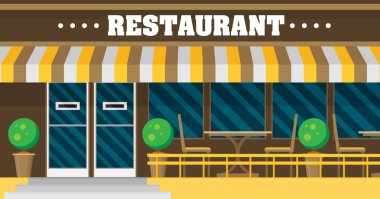 veranda ile bina Restoran vektör çizim