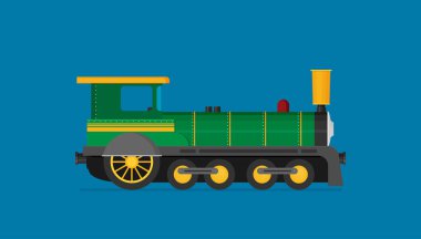 mavi arka plan üzerinde eski tren vektör çizim