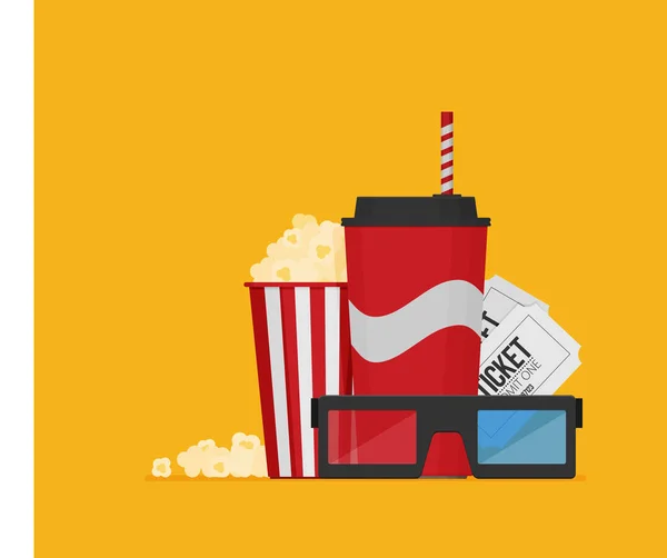 Ilustración Comida Rápida Gafas Para Cine — Vector de stock