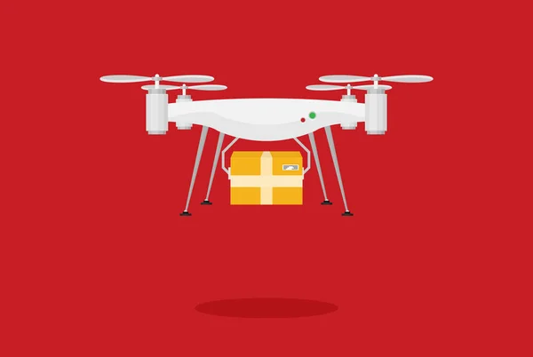 Ilustração Entrega Drone Com Caixa — Vetor de Stock