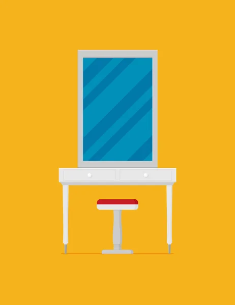 Εικονογράφηση Της Καρέκλας Και Καλλυντικά Τραπεζάκι Καθρέφτη — Διανυσματικό Αρχείο