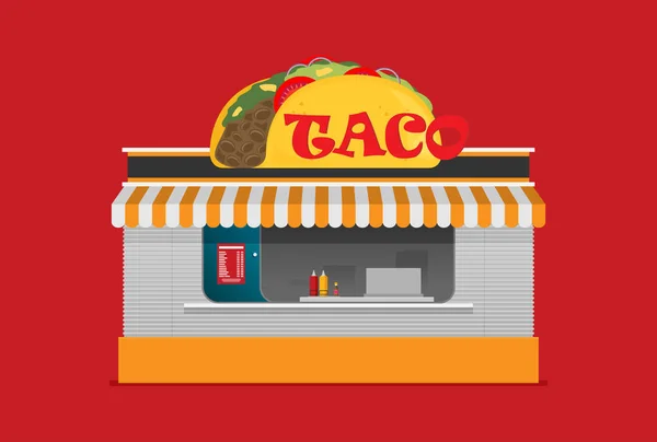 Vektorillustration Des Taco Cafés Auf Farbigem Hintergrund — Stockvektor