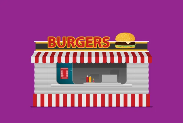Vektor Illustration Des Burger Cafés Auf Farbigem Hintergrund — Stockvektor