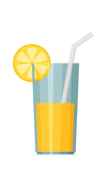 一杯橙片和喝吸管的果汁 — 图库矢量图片