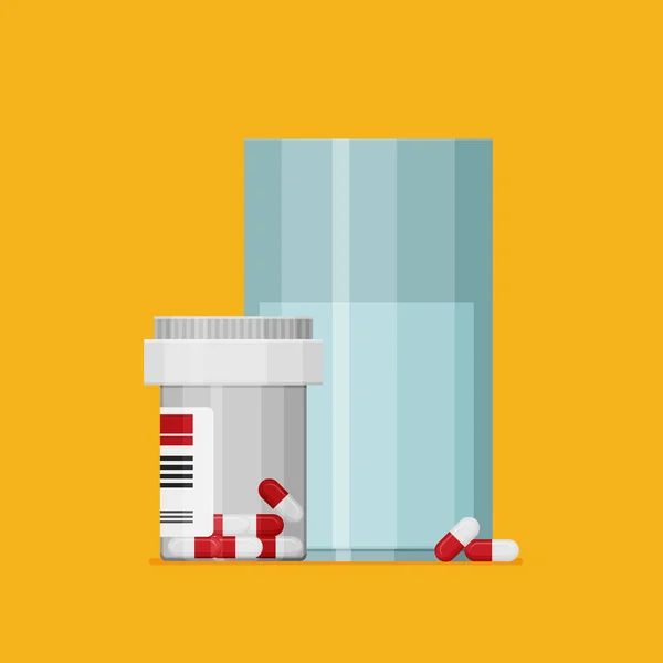 Illustration Pilules Verre Eau Concept Médecine — Image vectorielle