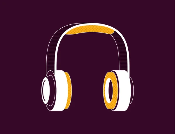 紫色の背景にワイヤレス音楽ヘッドフォン — ストックベクタ