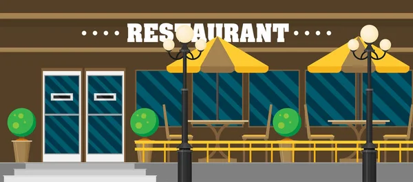 Illustration Vectorielle Bâtiment Restaurant Avec Patio — Image vectorielle