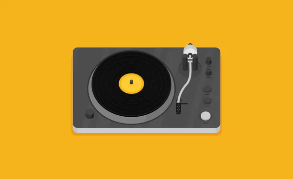 Lecteur Vinyle Stéréo Sur Fond Jaune — Image vectorielle