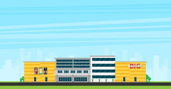 Иллюстрация Здания Супермаркета Цветном Фоне — стоковый вектор