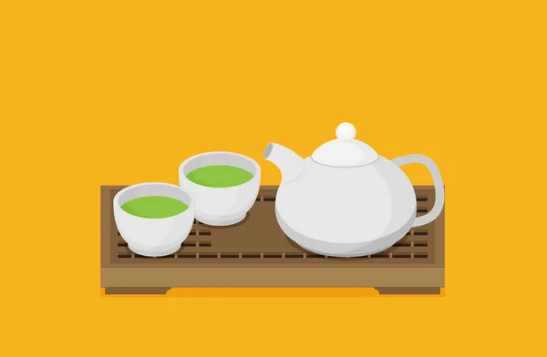 Чайная Церемония Чашками Тропе — стоковый вектор