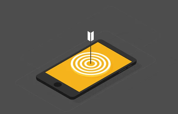 Doel Met Pijl Het Scherm Van Smartphone — Stockvector