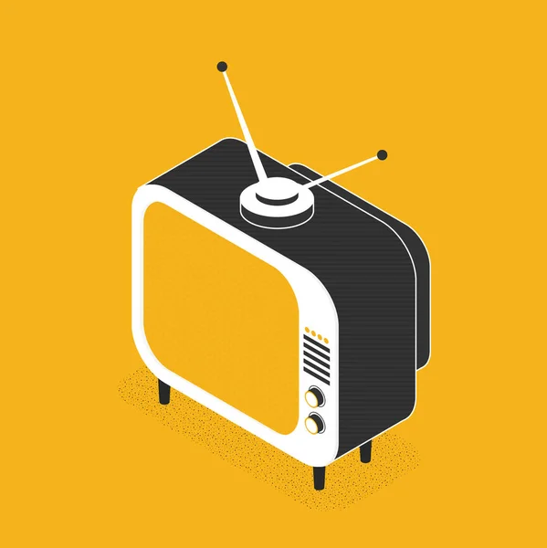 Illustration Des Retro Fernsehers Auf Gelbem Hintergrund — Stockvektor