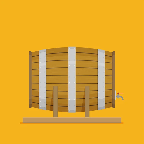 Cartoon Wooden Barrel Vector Illustration — Stock Vector