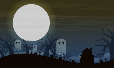 Cadılar Bayramı gecesi mezarlıkta ile arka plan 