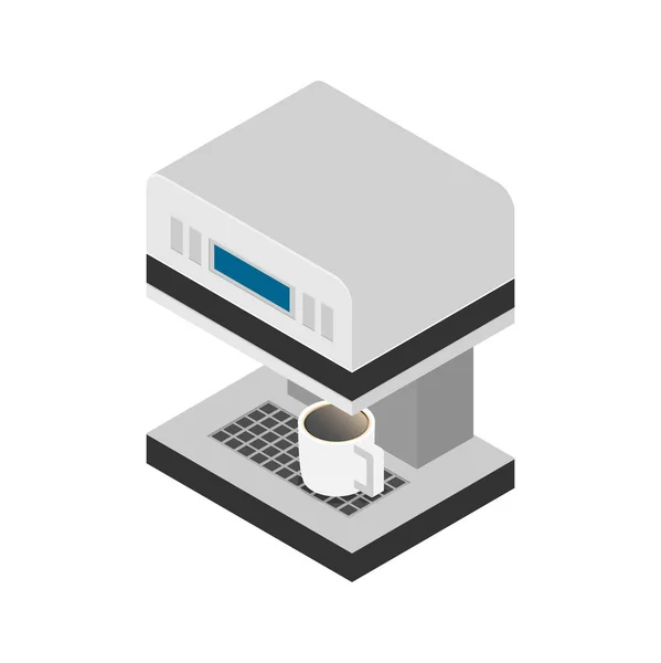 Kaffeemaschine Mit Tasse Isoliert Auf Weißem Hintergrund — Stockvektor