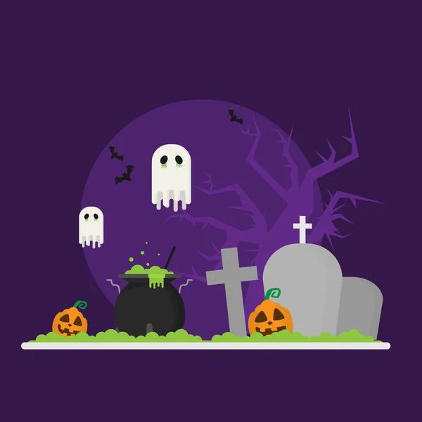 Halloween bakgrund platt design — Stock vektor