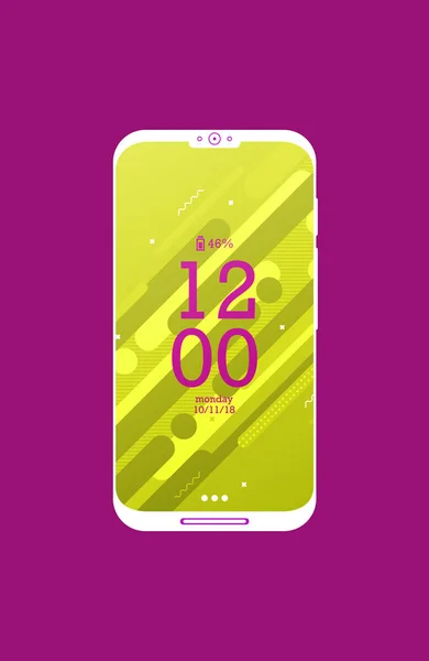 Idő Dátum Képernyő Smartphone Illusztrációja — Stock Vector