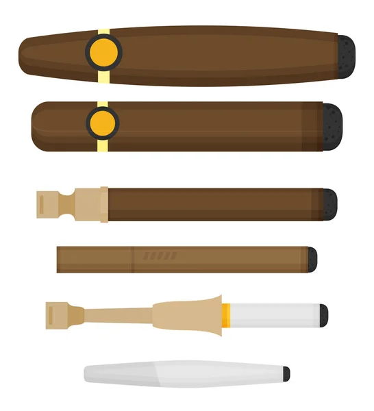 白い背景に分離された様々 なタバコのイラスト — ストックベクタ