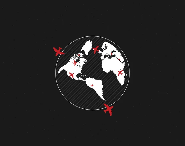 Globe Avec Avions Volants Concept Voyage — Image vectorielle