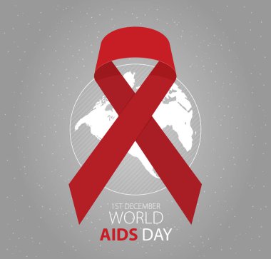 Dünya AIDS Günü yazı ile şerit vektör çizim 