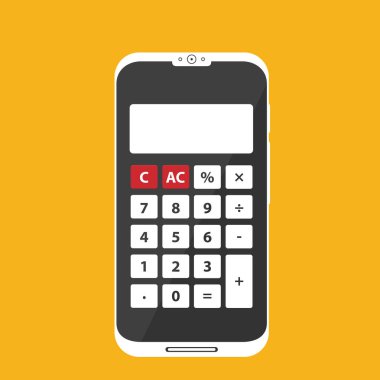 hesap makinesi sarı zemin üzerine minimalist vektör çizim