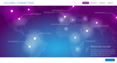 Web sitesi ana sayfa şablonu ile Dünya Haritası