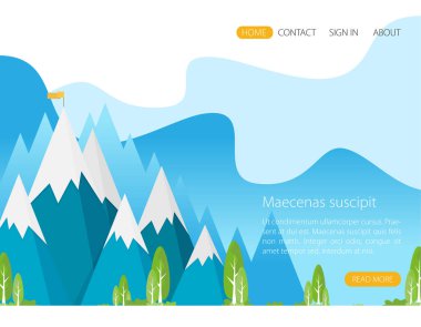 web sitesi karlı dağlar ve mavi gökyüzü ile vektör çizim 