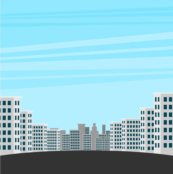 Stadsbilden Med Betongbyggnader Och Blå Himmel Vektorillustration — Stock vektor