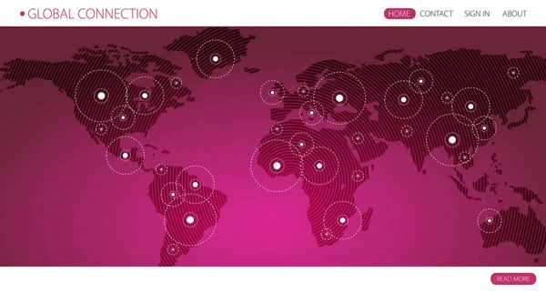 Dünya Haritası Genel Bağlantı Kavramı Ile Vektör Çizim — Stok Vektör